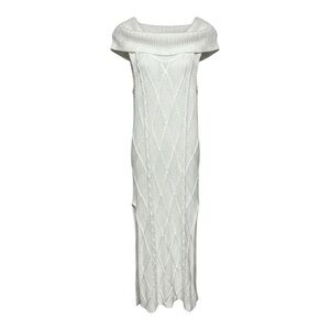 Chic Off-Shoulder Knit Maxi Dress with Sequins